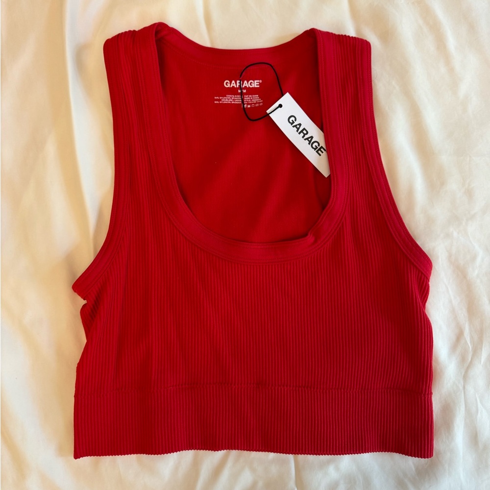 NWT red garage crop top